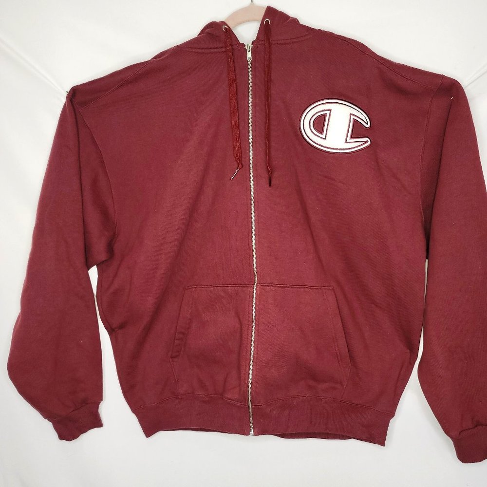 CHAMPION BURGUNDY FULL ZIP HOODIE SZ 3XL